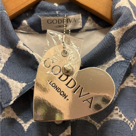 GODDIVA of London Blue and White Button-Up Dress Sz 8 NWT!! - Picture 2 of 16